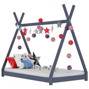 Natara Wooden Tent Style Kids Small Single Bed In Grey